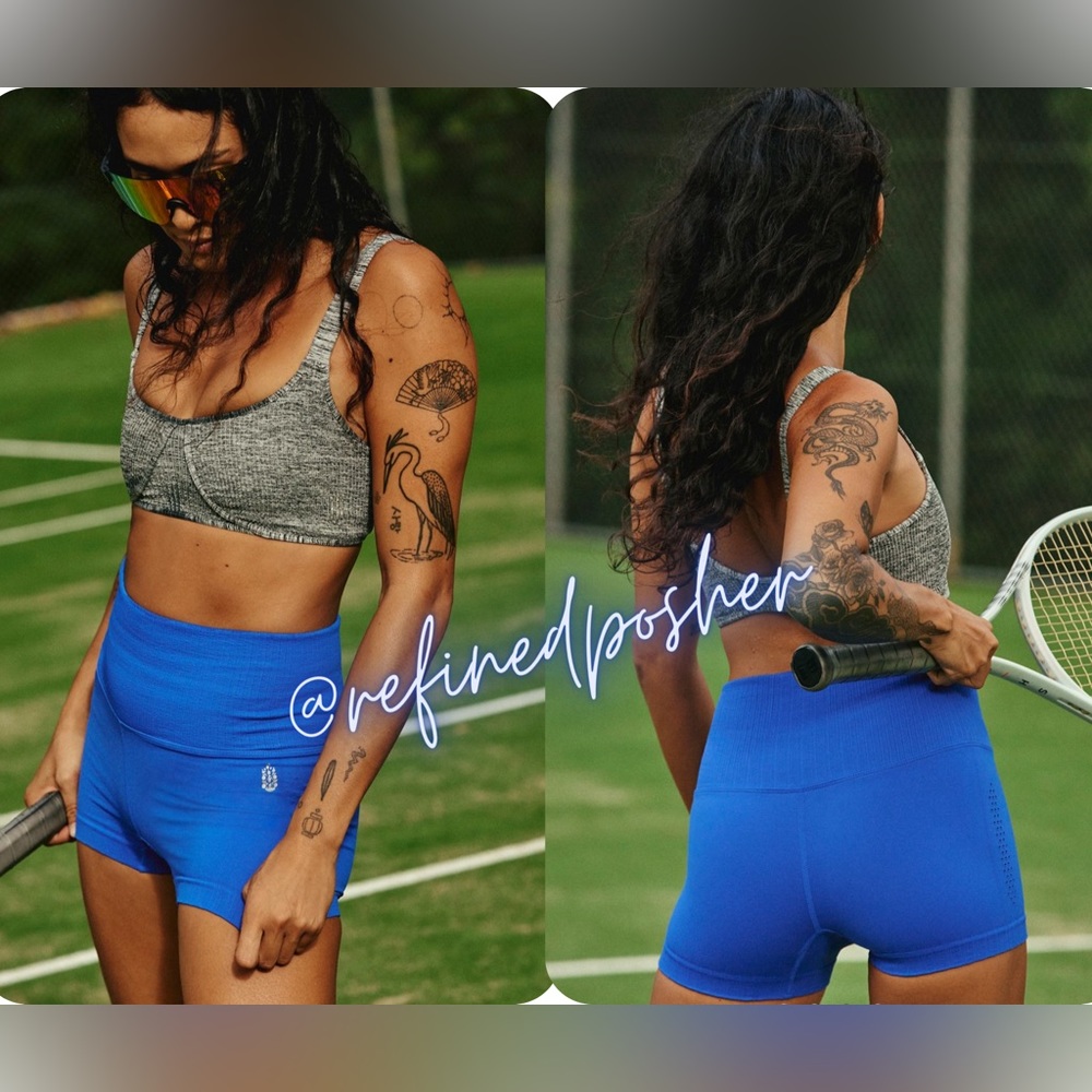 Free People Movement Good Karma Running Shorts size M/L NEW Radiant Blue w logo